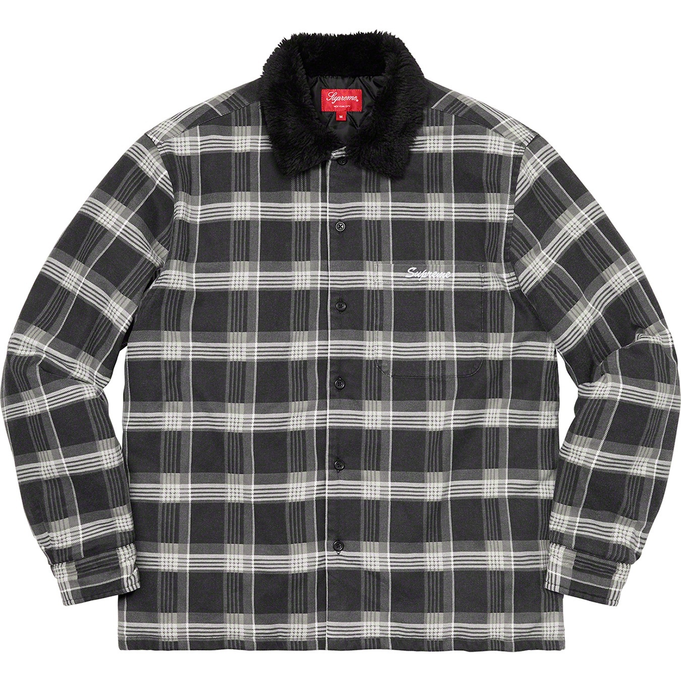 Faux Fur Collar Flannel Shirt view 2